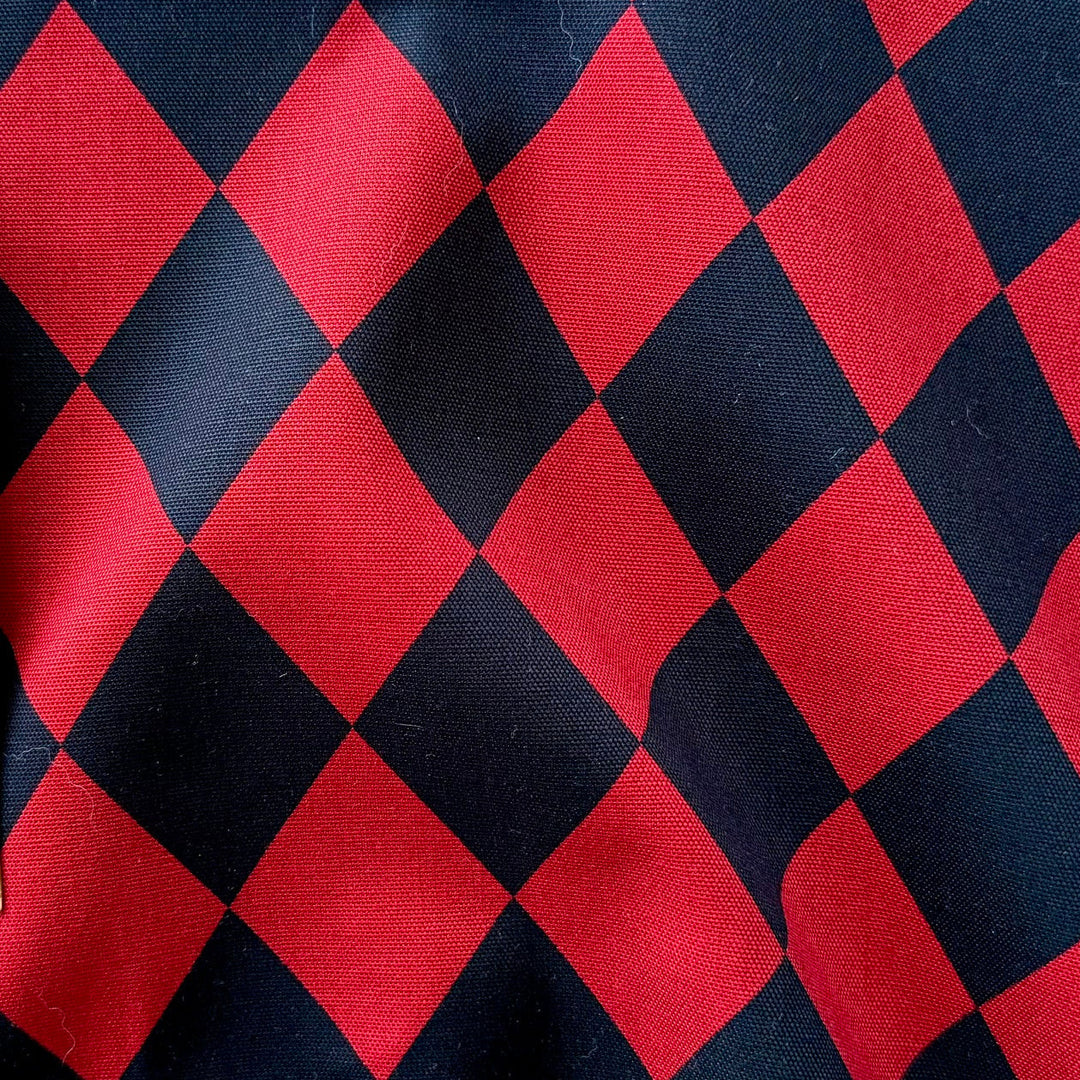 Black & Fire Engine Red Harlequin Lighter Weight Cotton Canvas (Made in Japan)