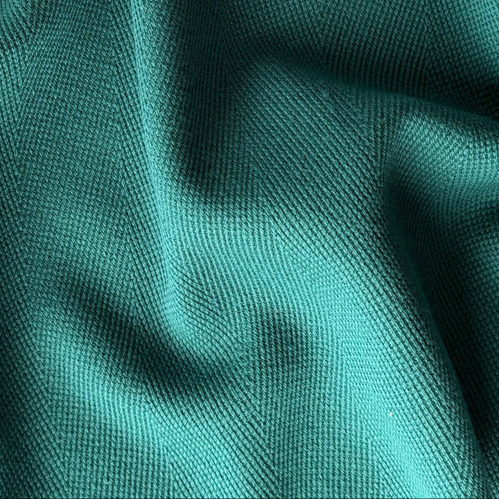 Mid-Weight Viridian Mock-Herringbone Double-Faced Wool Melton Coating (Made in Italy)