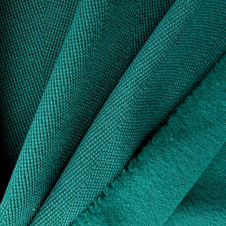 Mid-Weight Viridian Mock-Herringbone Double-Faced Wool Melton Coating (Made in Italy)