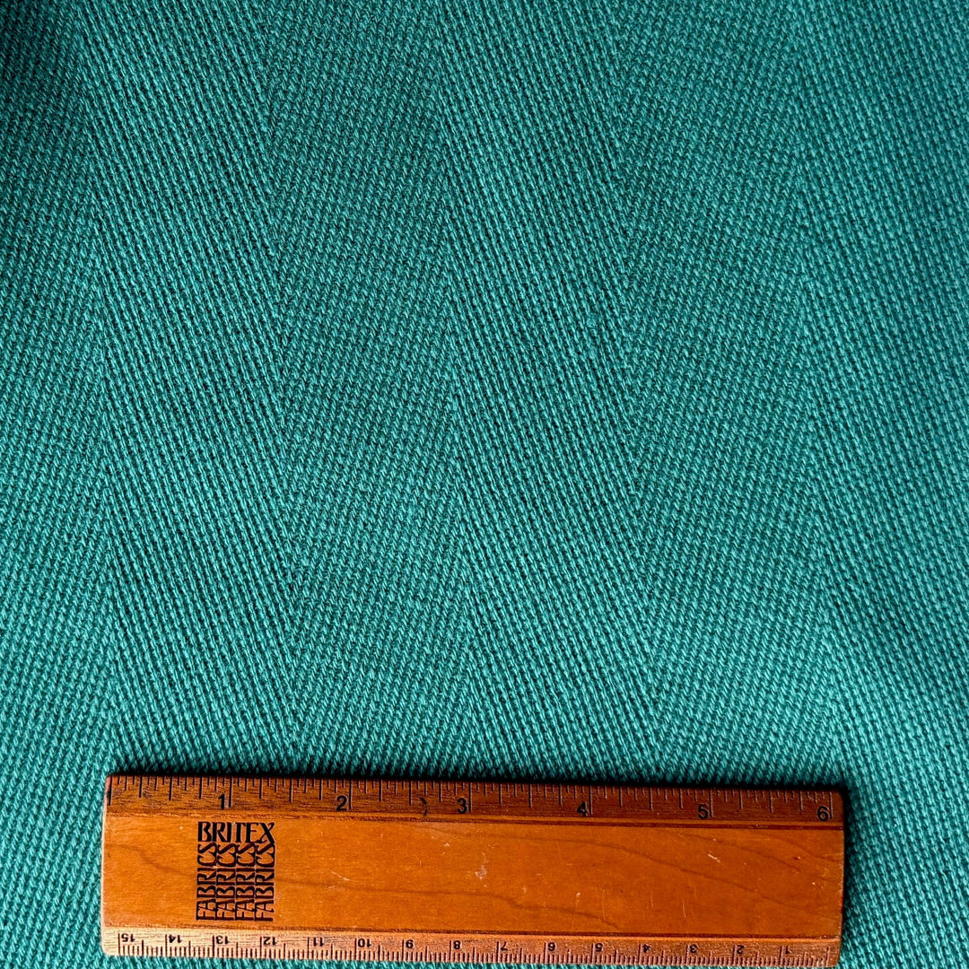 Mid-Weight Viridian Mock-Herringbone Double-Faced Wool Melton Coating (Made in Italy)