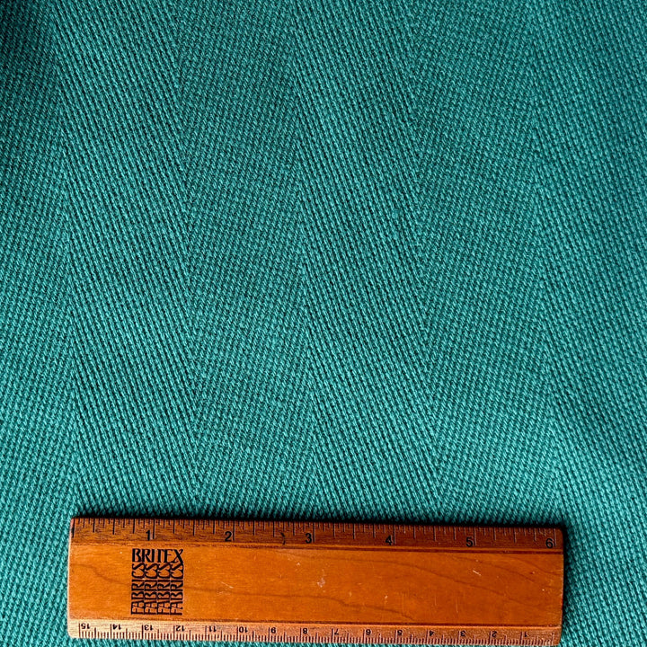 Mid-Weight Viridian Mock-Herringbone Double-Faced Wool Melton Coating (Made in Italy)