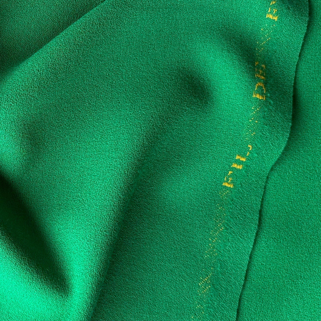 High-End Emerald Moss Selvedged Wool Crepe (Made in Italy)