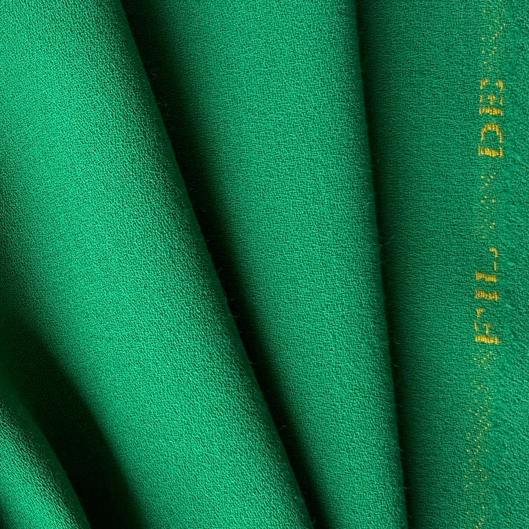 High-End Emerald Moss Selvedged Wool Crepe (Made in Italy)