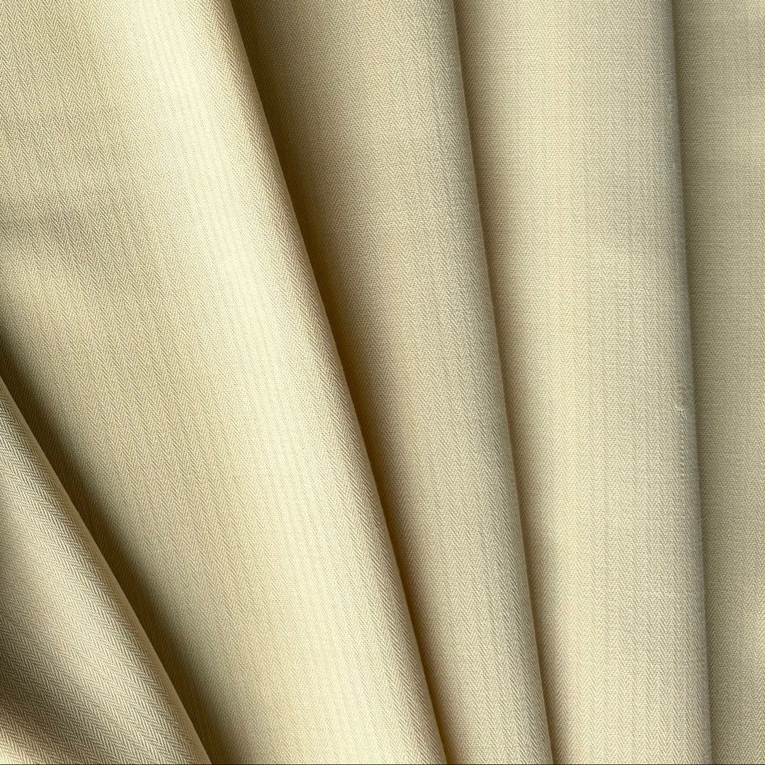 Drapey Pale Banana Cream Micro-Herringbone Wool & Viscose