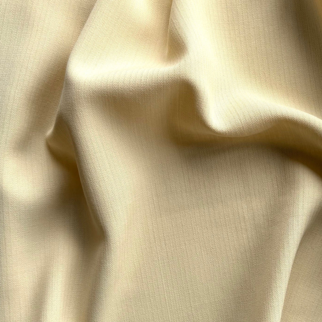 Drapey Pale Banana Cream Micro-Herringbone Wool & Viscose