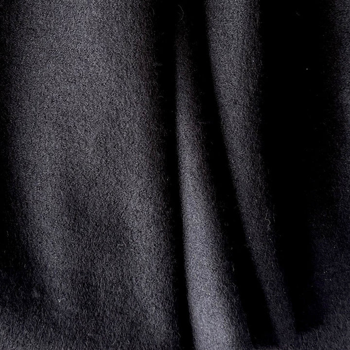 Light to Mid-Weight Soft Jet Black Boiled Wool Coating