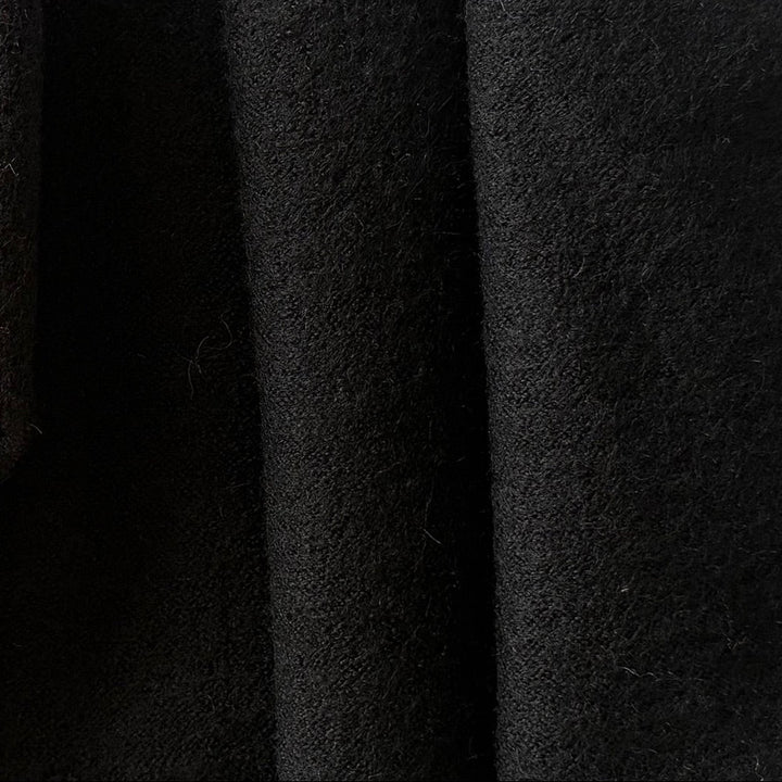 Mid-Weight Cozy Coal Black Knit Boiled Wool (Made in Germany)