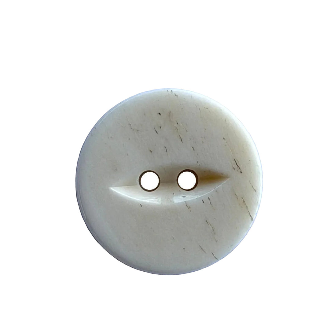 13/16" Natural Stirated 2-Hole Fisheye Bone Button (Made in Spain)