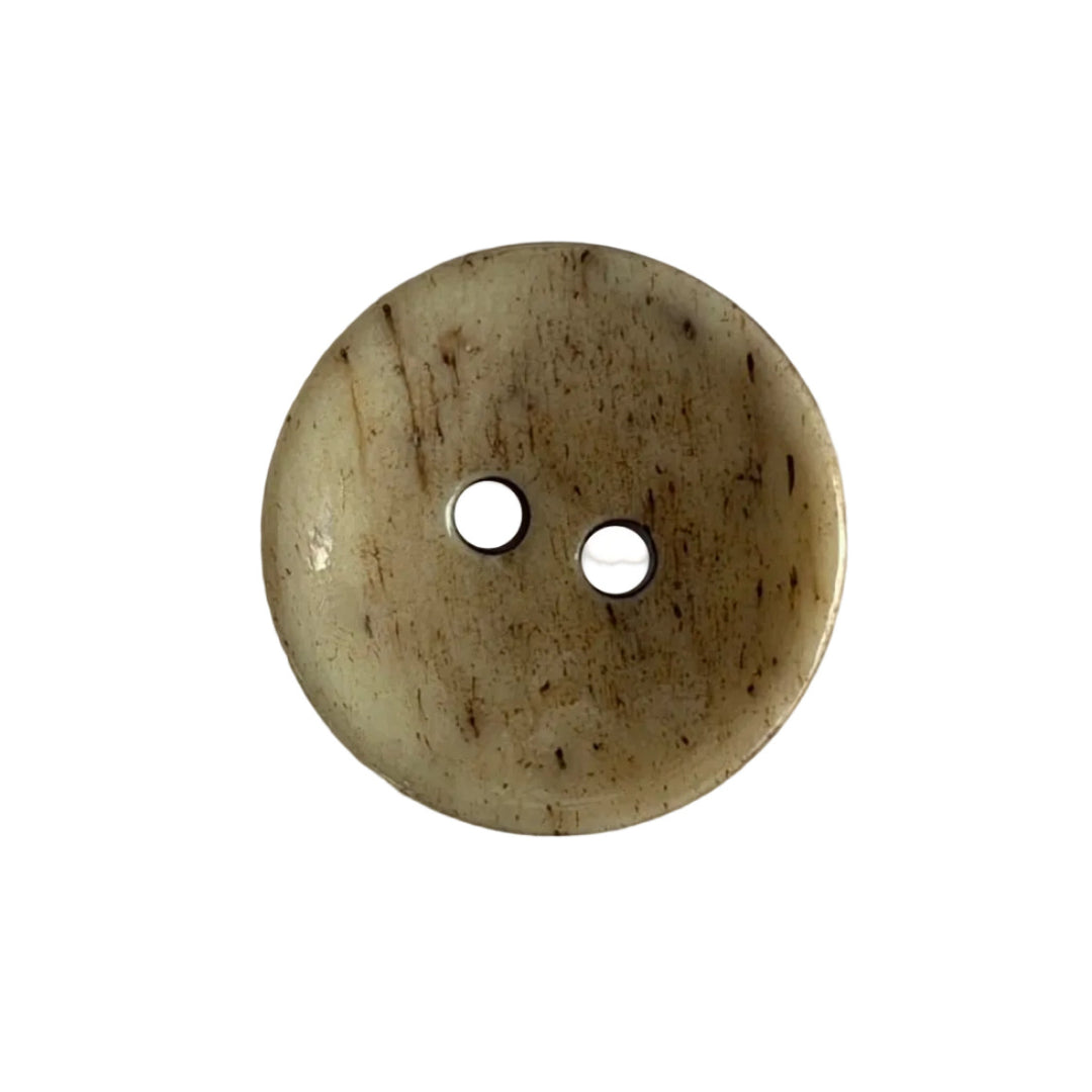 13/16" Stirated Coffee Cream Concave 2-Hole Bone Button (Made in Spain)