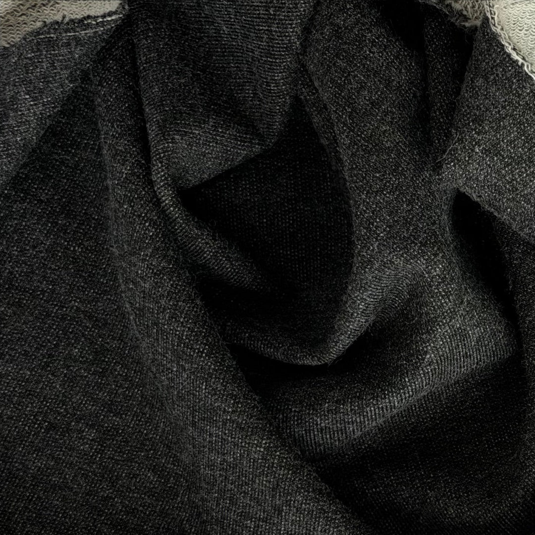 Lighter to Mid-Weight Heathered Charcoal Cotton Blend French Terry Knit (Made in Italy)