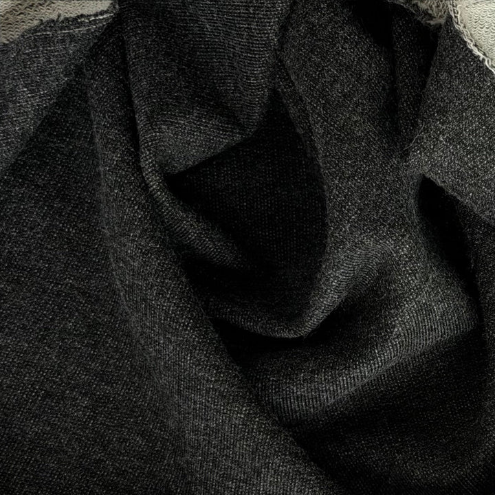 Lighter to Mid-Weight Heathered Charcoal Cotton Blend French Terry Knit (Made in Italy)