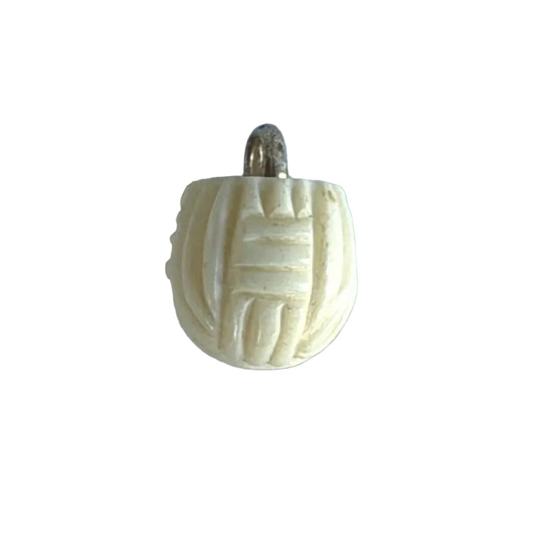 9/16" Off-White Etched Ball Bone Button (Made in Spain)