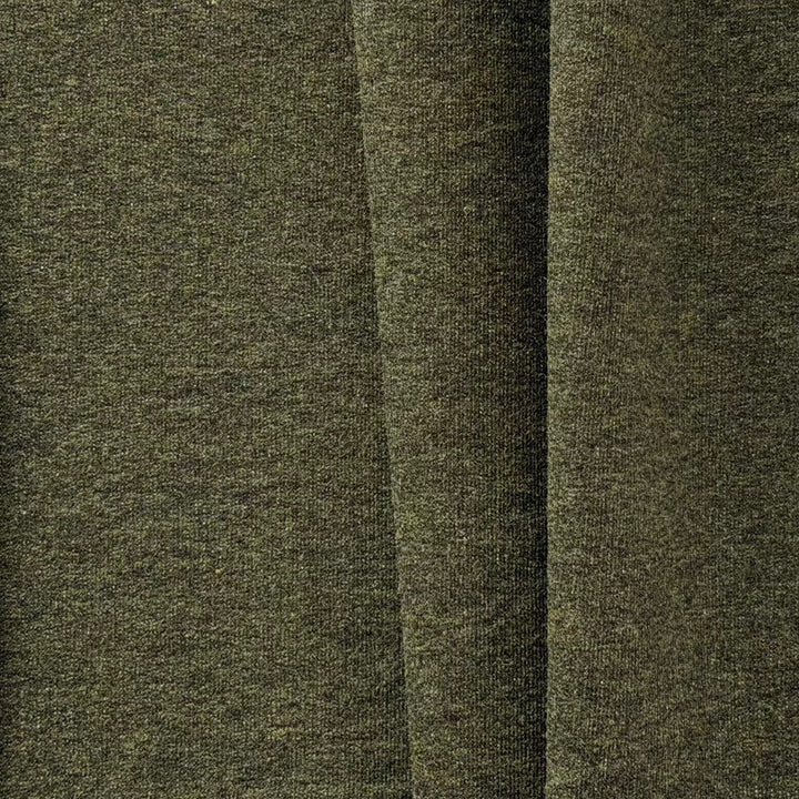 Lighter to Mid-Weight Heathered Olive Cotton Blend French Terry Knit (Made in Italy)
