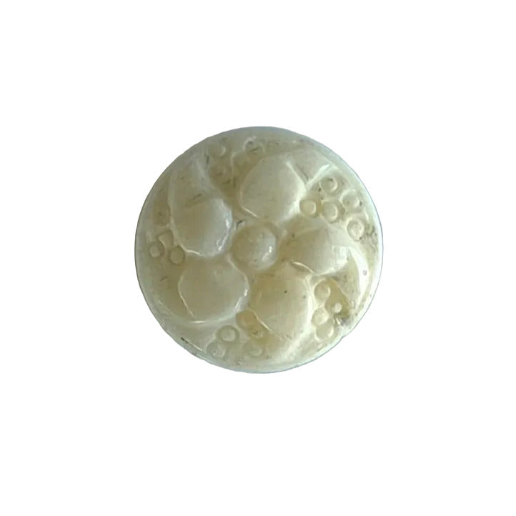 1/2" Off-White Carved Floral Bone Button (Made in Spain)