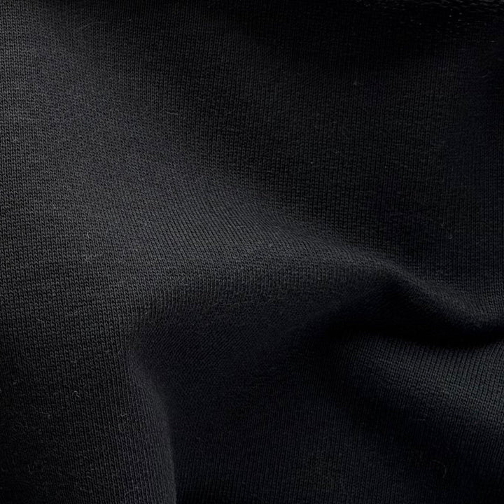 Mid-Weight Onyx Black Cotton French Terry Knit (Made in Italy)