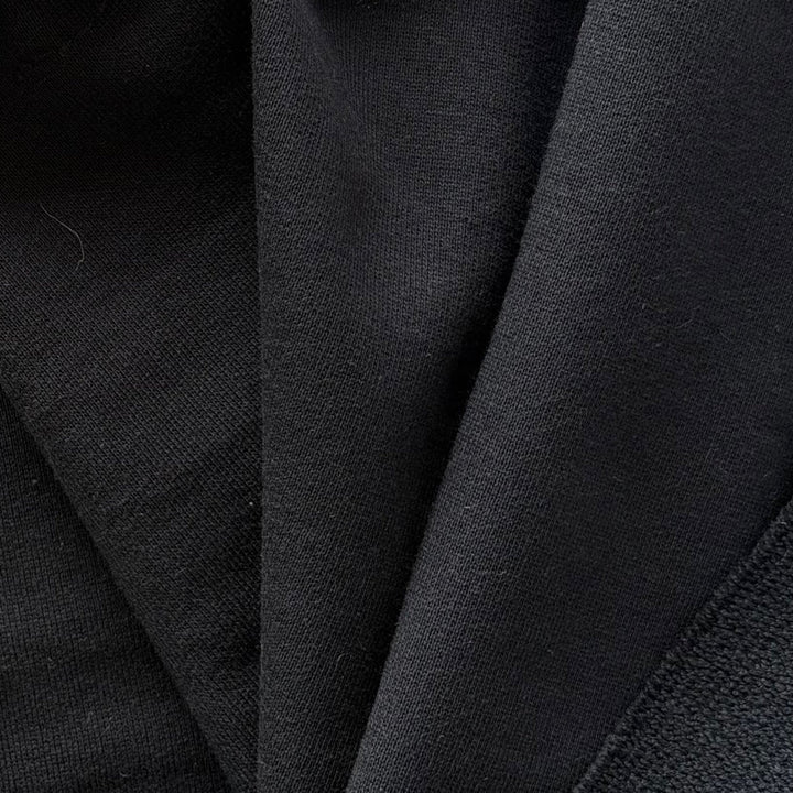 Mid-Weight Onyx Black Cotton French Terry Knit (Made in Italy)