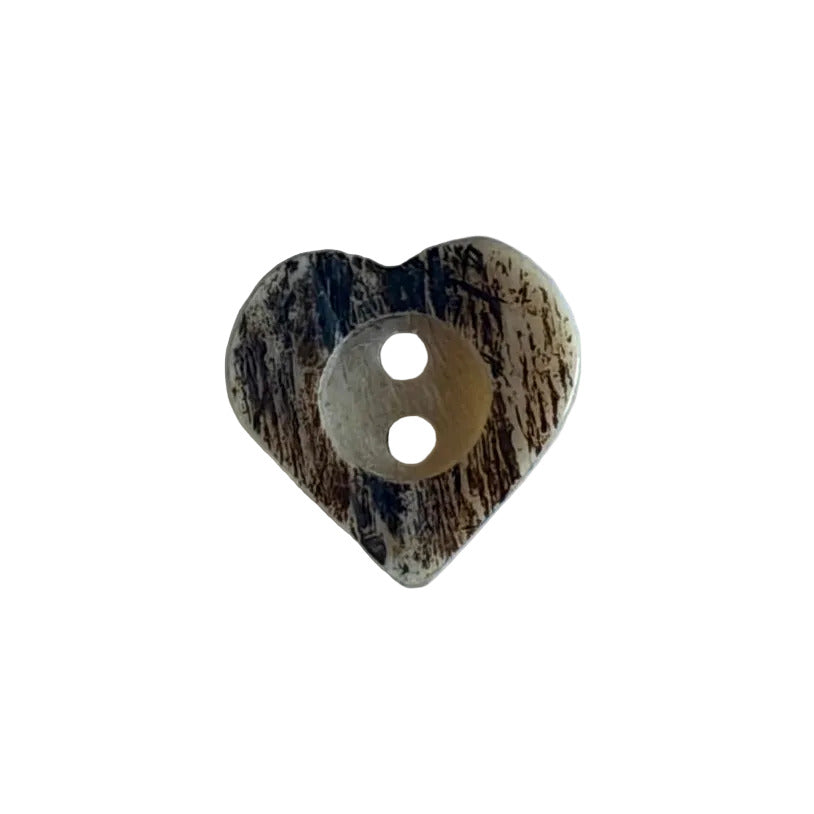 11/16" Heart-On-My-Sleeve Thick 2-Hole Bone Button (Made in Spain)