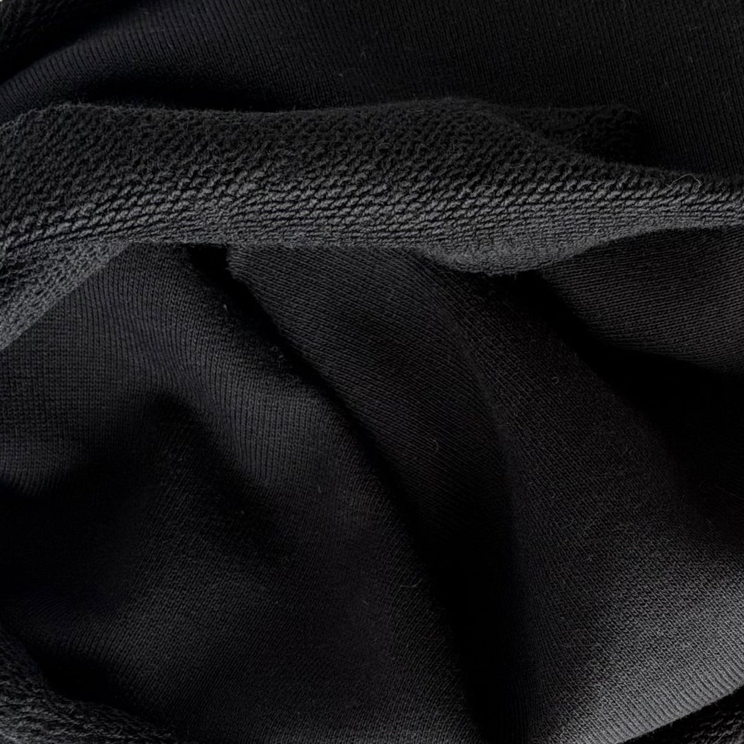 Mid-Weight Onyx Black Cotton French Terry Knit (Made in Italy)
