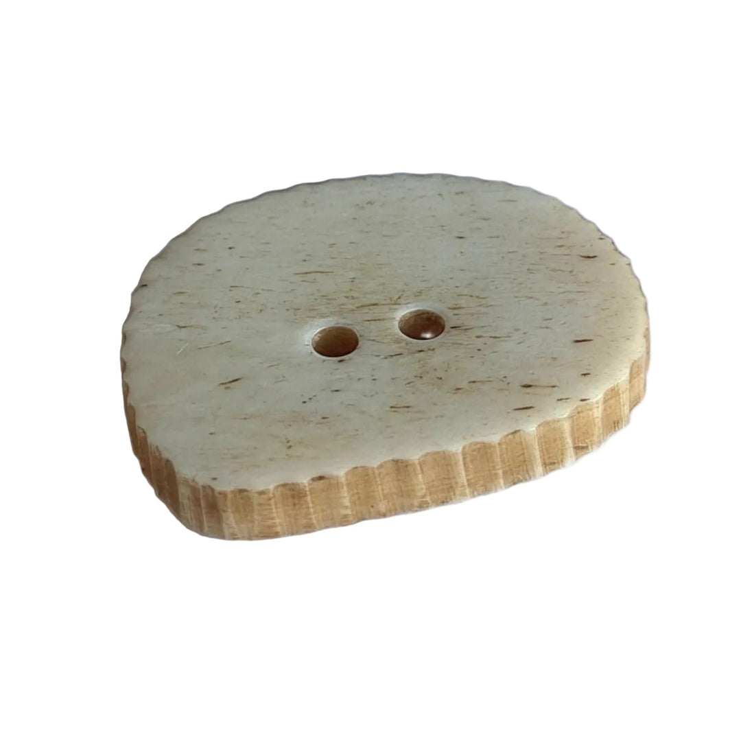1 1/4" Rough Oblong Thick 2-Hole Bone Button (Made in Spain)