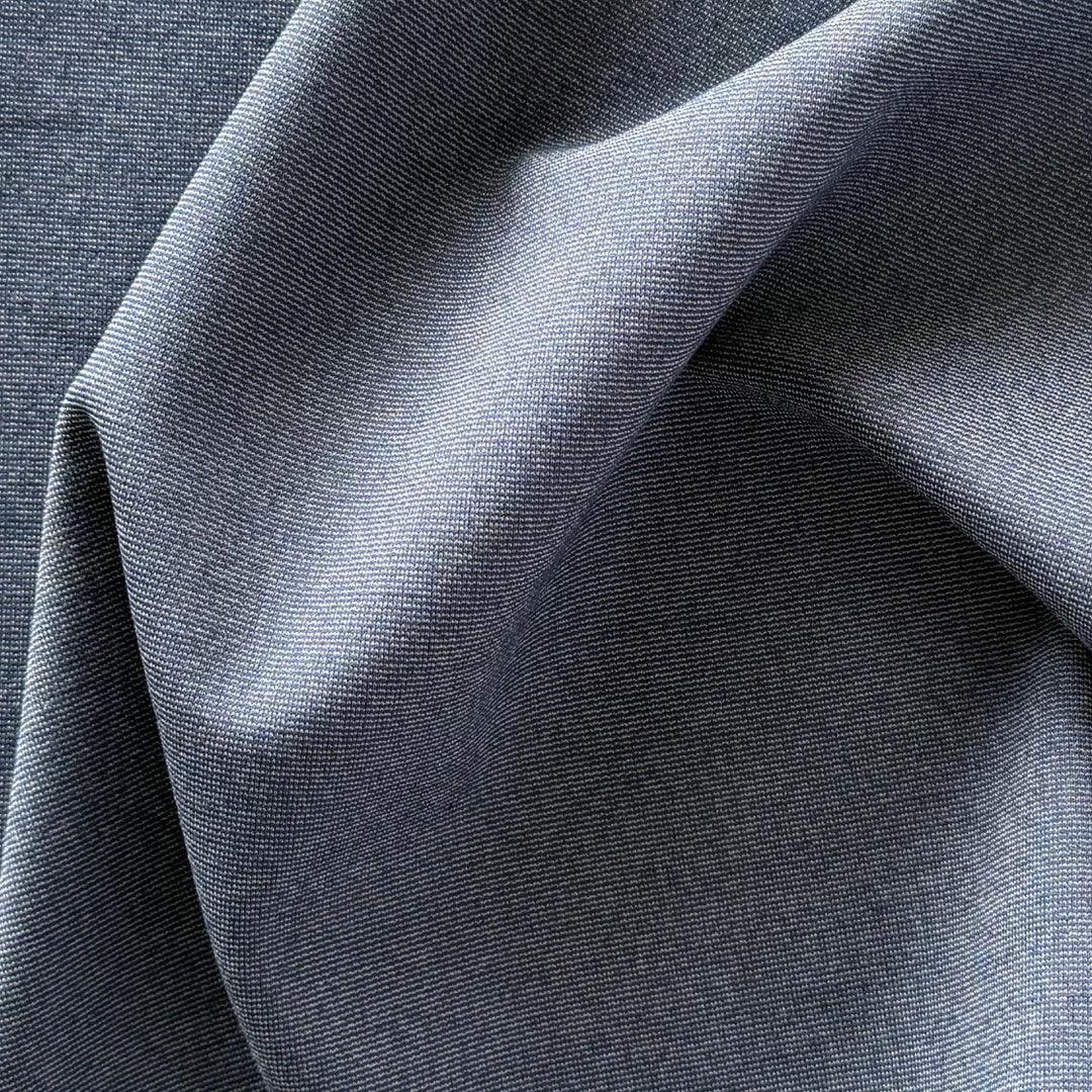 Mid-Weight Unwashed Denim Blue Rayon Viscose Blend Ponte Double-Knit