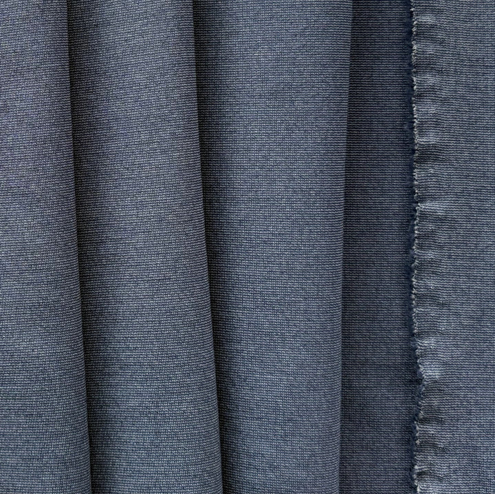 Mid-Weight Unwashed Denim Blue Rayon Viscose Blend Ponte Double-Knit