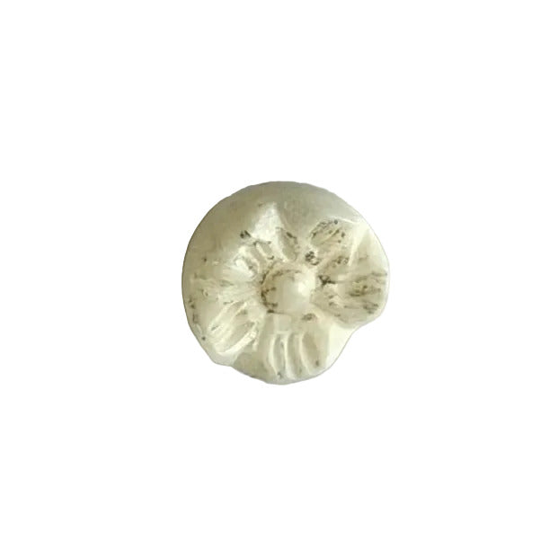 1/3" Off-White Etched Ditzy Flower Bone Button (Made in Spain)