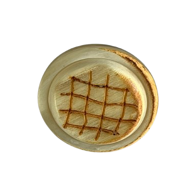 1 1/8" Rustic Cross-Hatch Bone Button (Made in Spain)