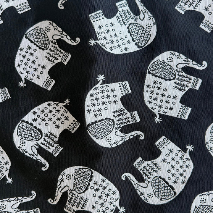 Mid-Weight Charmed Elephants Reversible Cotton Blend (Made in Spain)