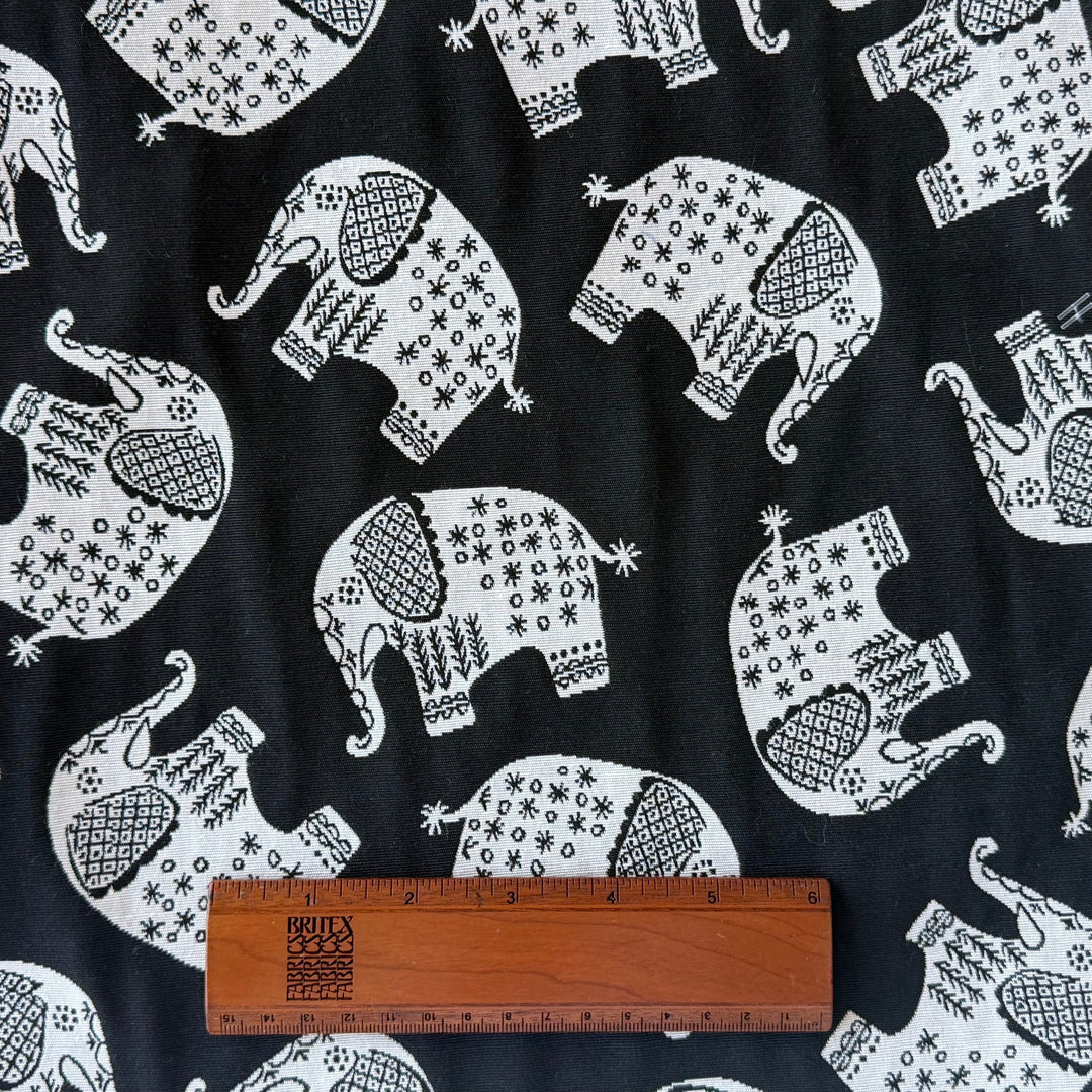 Mid-Weight Charmed Elephants Reversible Cotton Blend (Made in Spain)