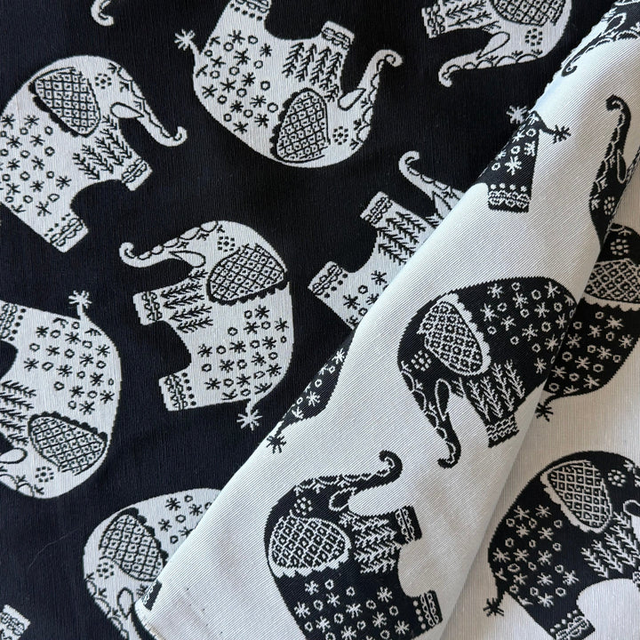 Mid-Weight Charmed Elephants Reversible Cotton Blend (Made in Spain)