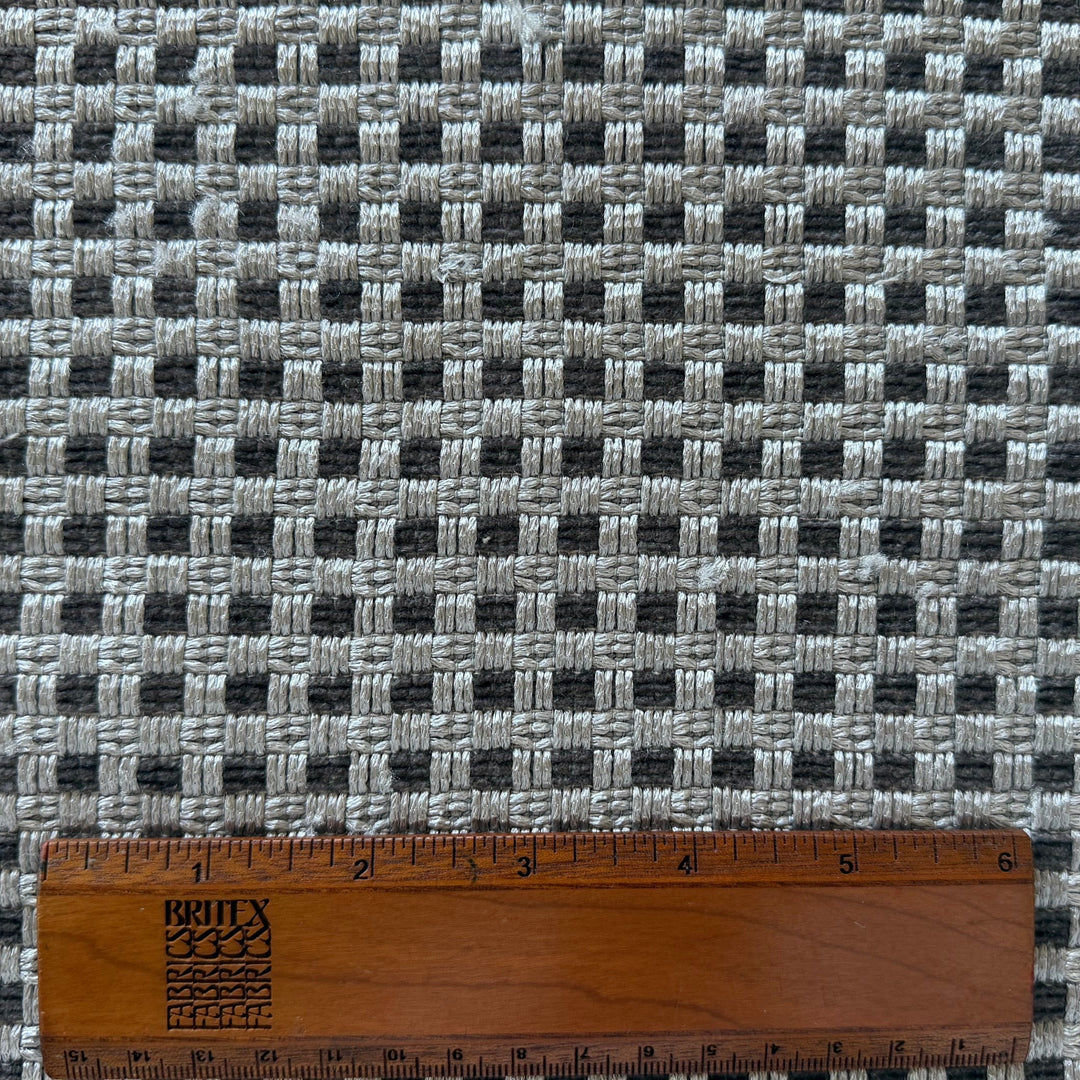 Mid-Weight Platinum & Slete Gray Interwoven Checks Cotton Blend (Made in India)
