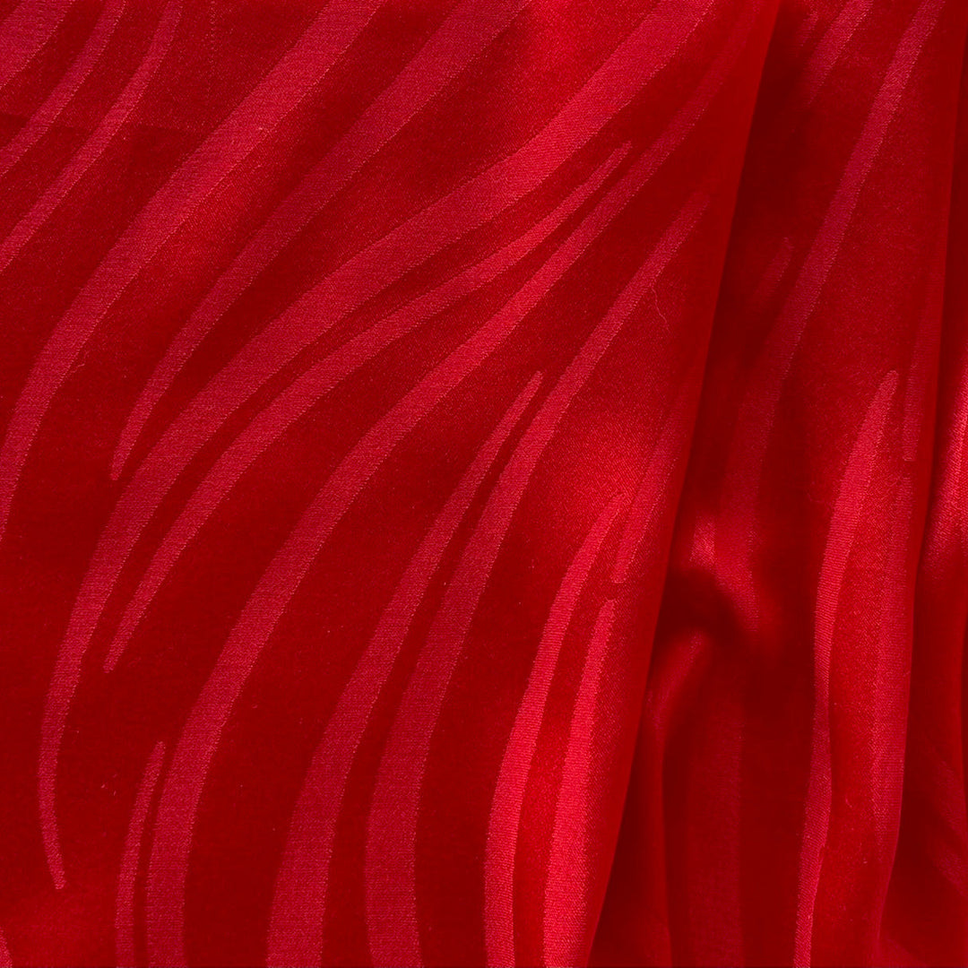 Fire Engine Red Tiger Stripes Silk Jacquard (Made in France)