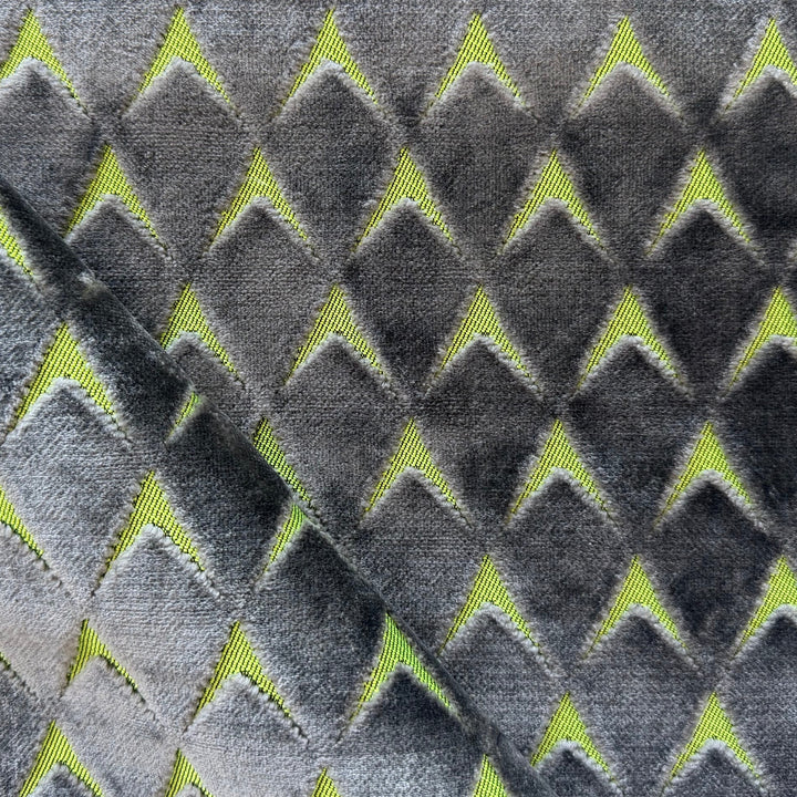 High-End Cut Velvet Silvery Diamond Kites Rayon Blend (Made in Italy)
