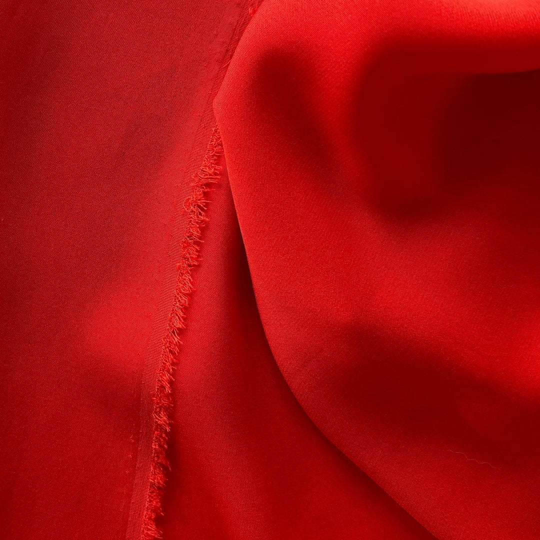 High-End Double-Faced Vermillion Silk Crepe (Made in Italy)