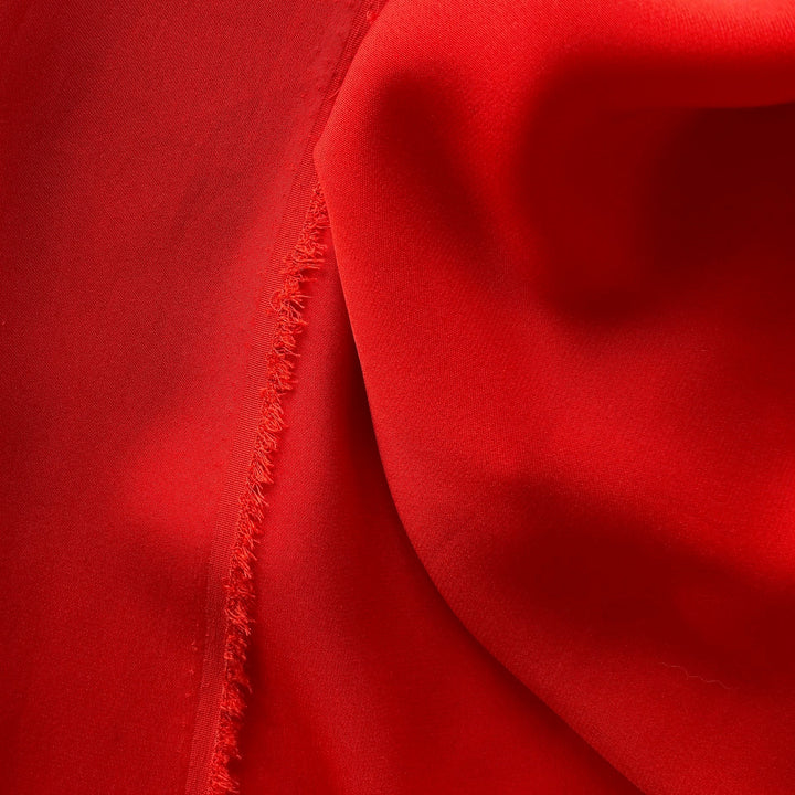 High-End Double-Faced Vermillion Silk Crepe (Made in Italy)
