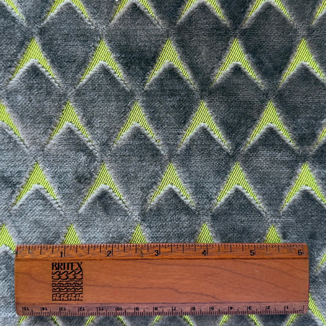 High-End Cut Velvet Silvery Diamond Kites Rayon Blend (Made in Italy)