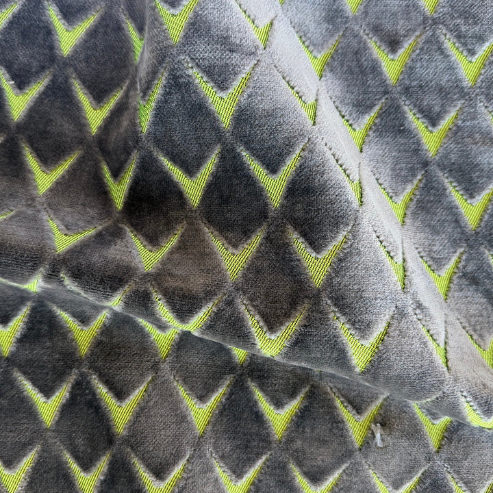 High-End Cut Velvet Silvery Diamond Kites Rayon Blend (Made in Italy)