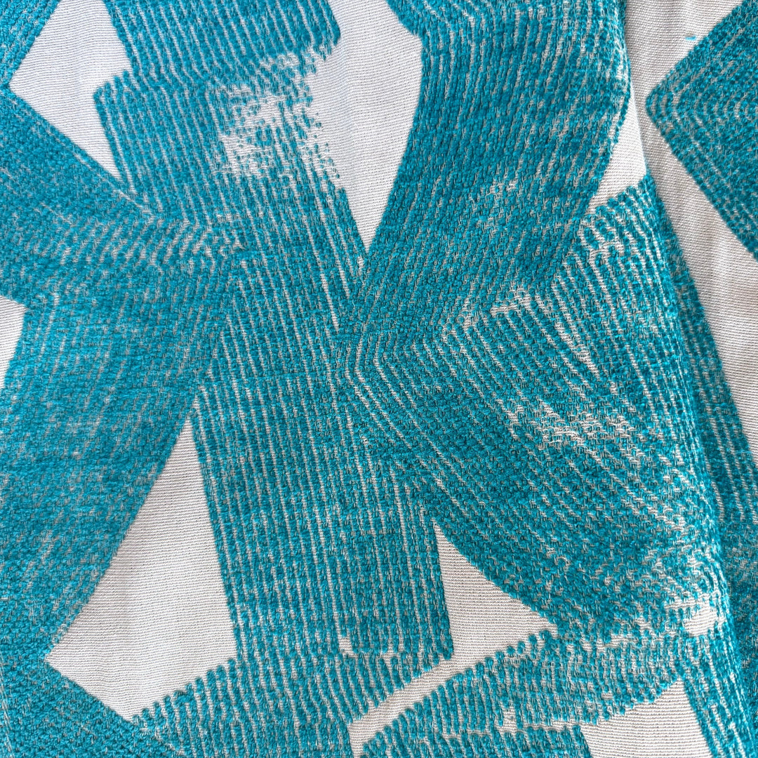 Large-Scale Turquoise Origami Chenille Polyester Blend (Made in Turkey)