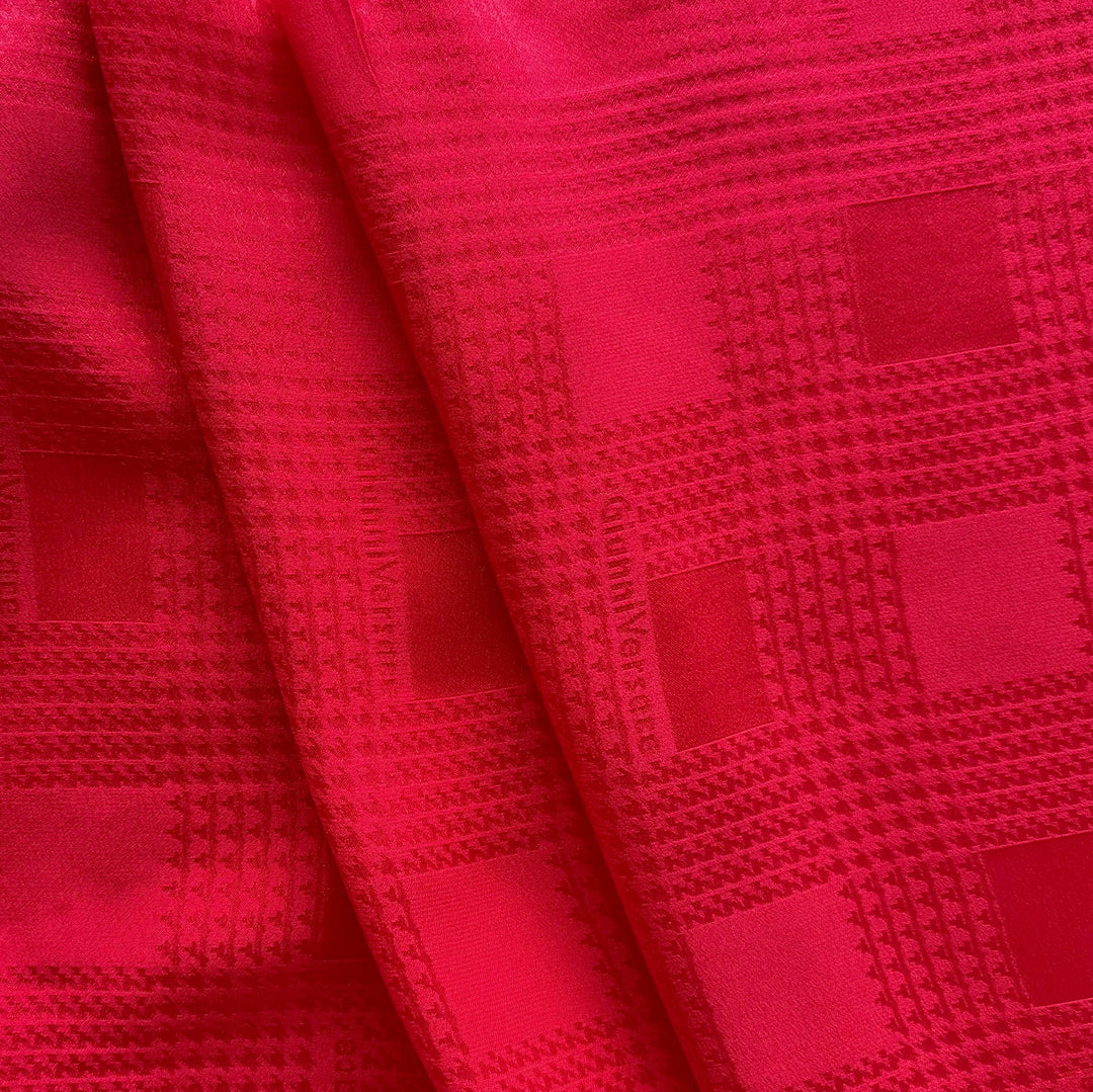Signature Versace Lipstick Red Houndstooth Silk Jacquard (Made in Italy)