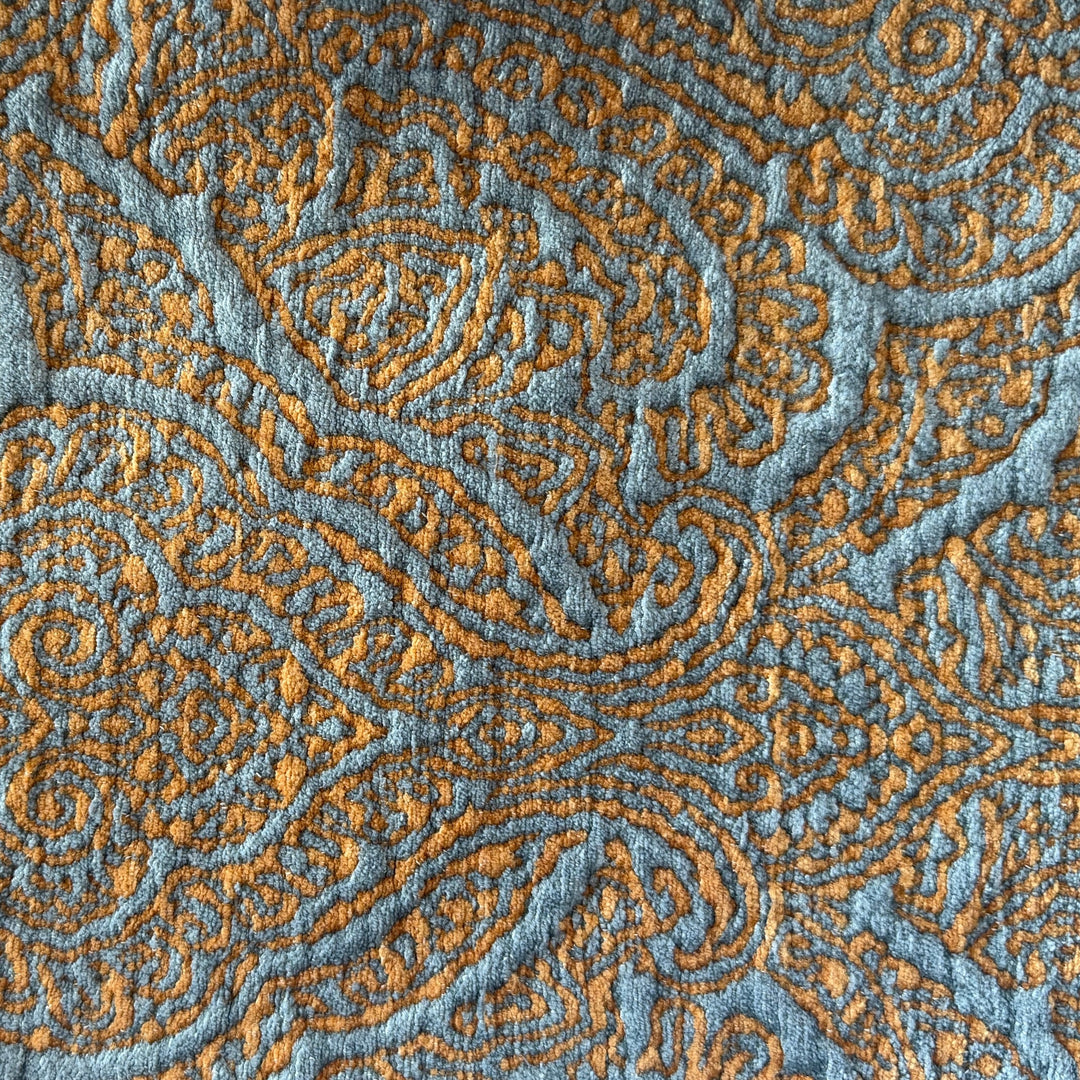 Heavy-Weight Apricot Paisley Kilim Rayon Blend Chenille (Made in Turkey)