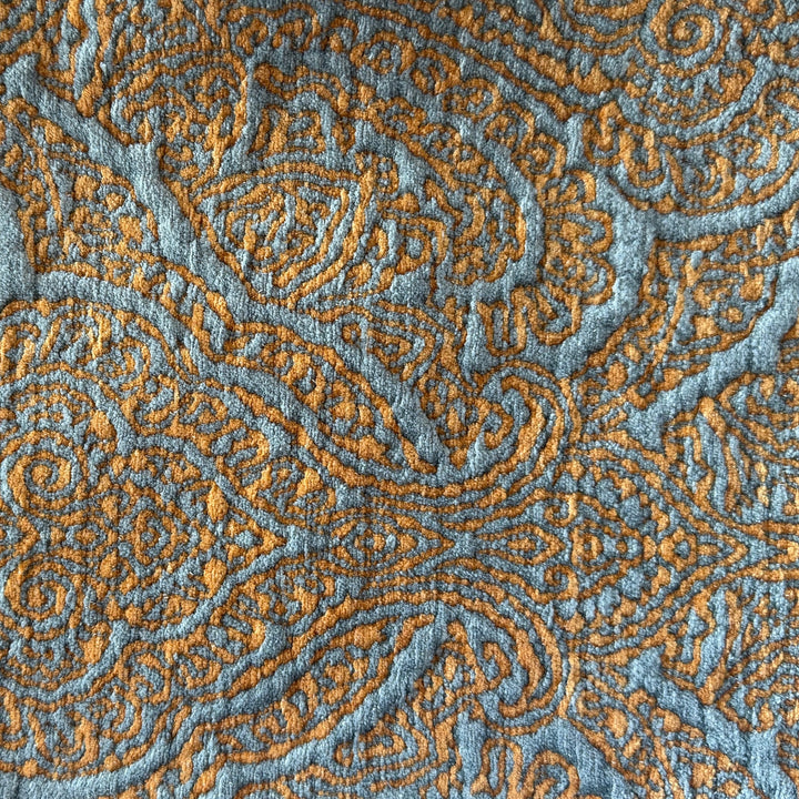 Heavy-Weight Apricot Paisley Kilim Rayon Blend Chenille (Made in Turkey)