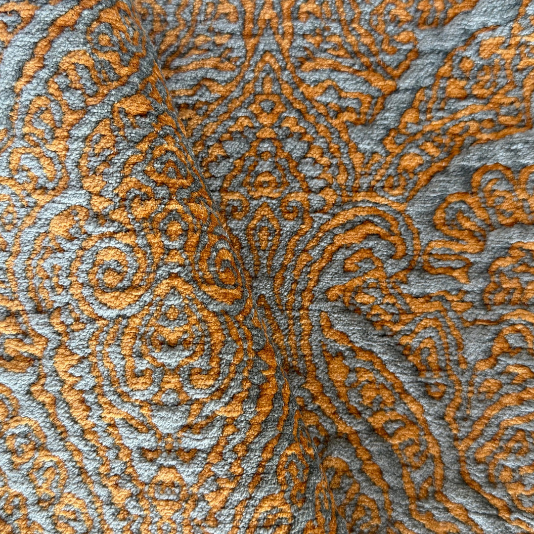 Heavy-Weight Apricot Paisley Kilim Rayon Blend Chenille (Made in Turkey)