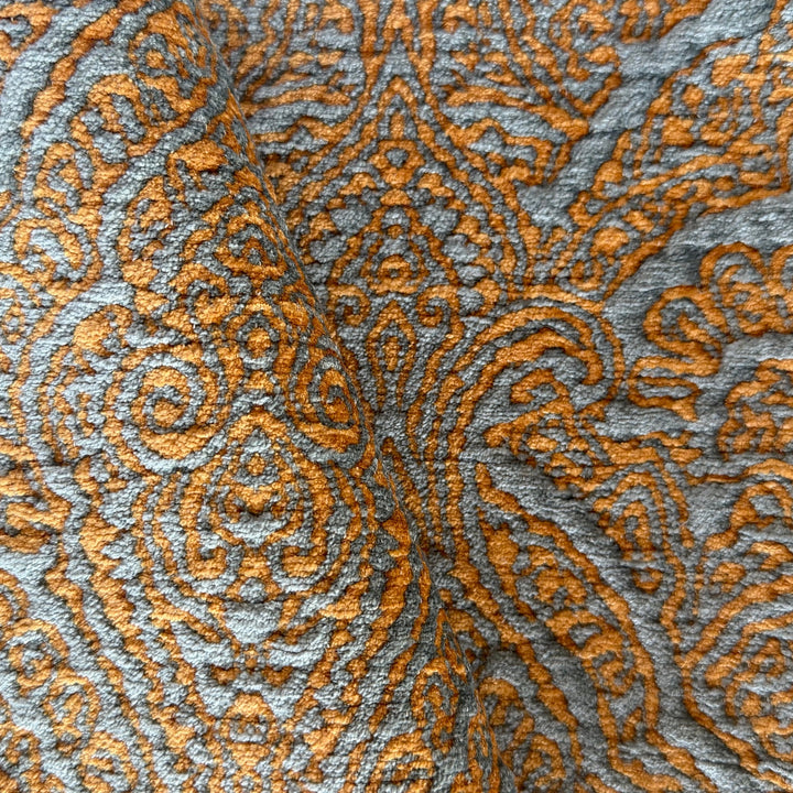 Heavy-Weight Apricot Paisley Kilim Rayon Blend Chenille (Made in Turkey)