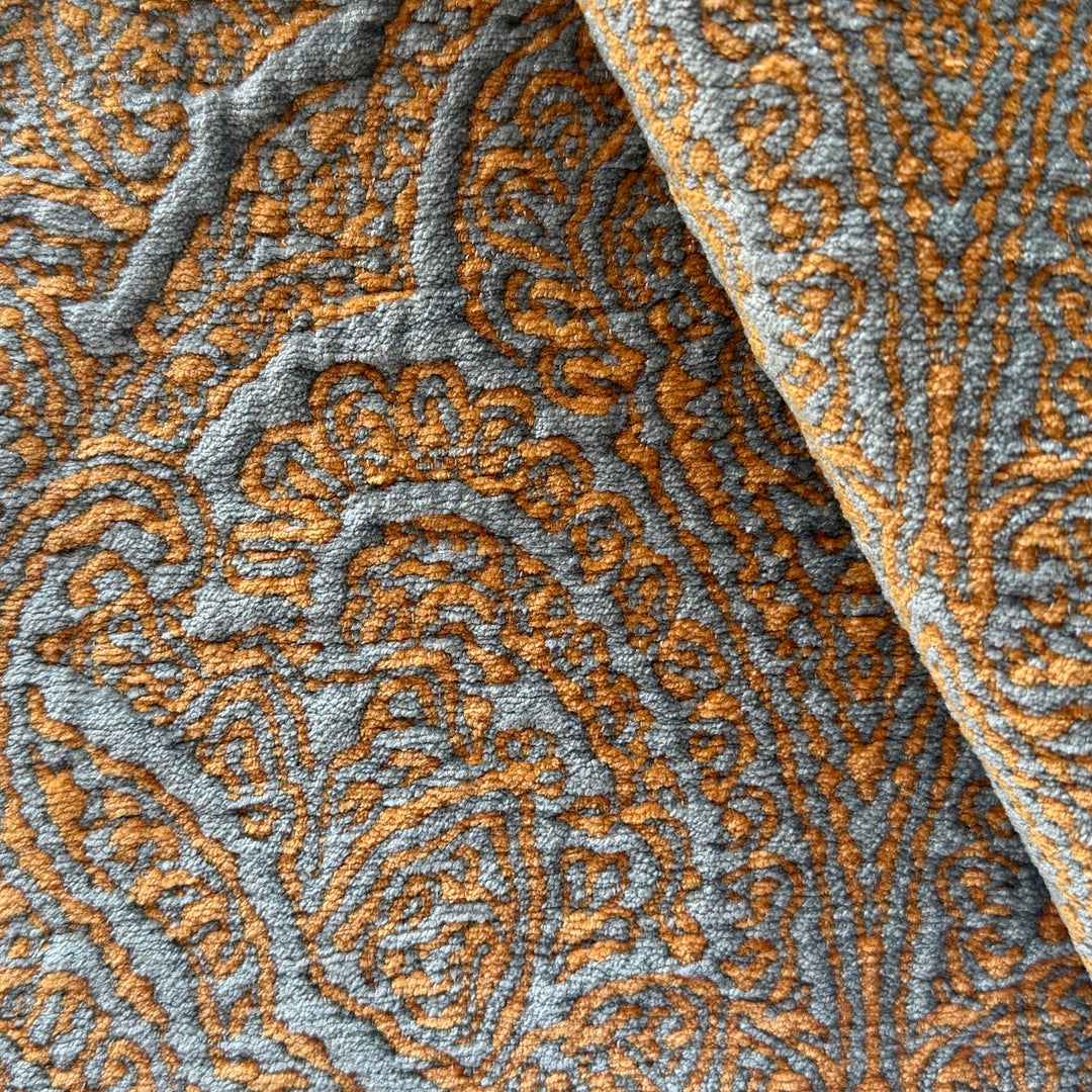 Heavy-Weight Apricot Paisley Kilim Rayon Blend Chenille (Made in Turkey)