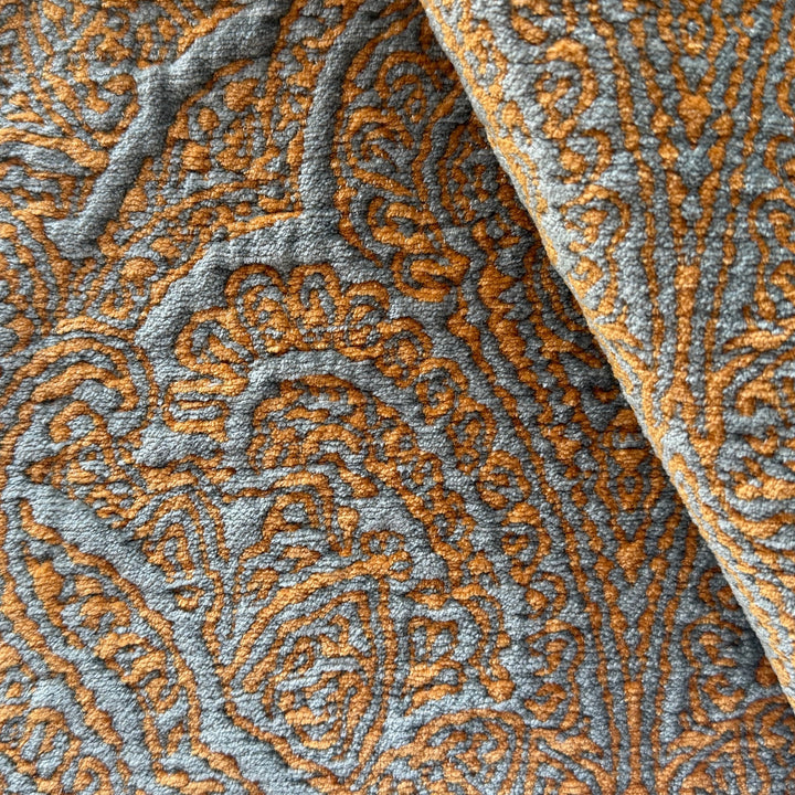 Heavy-Weight Apricot Paisley Kilim Rayon Blend Chenille (Made in Turkey)