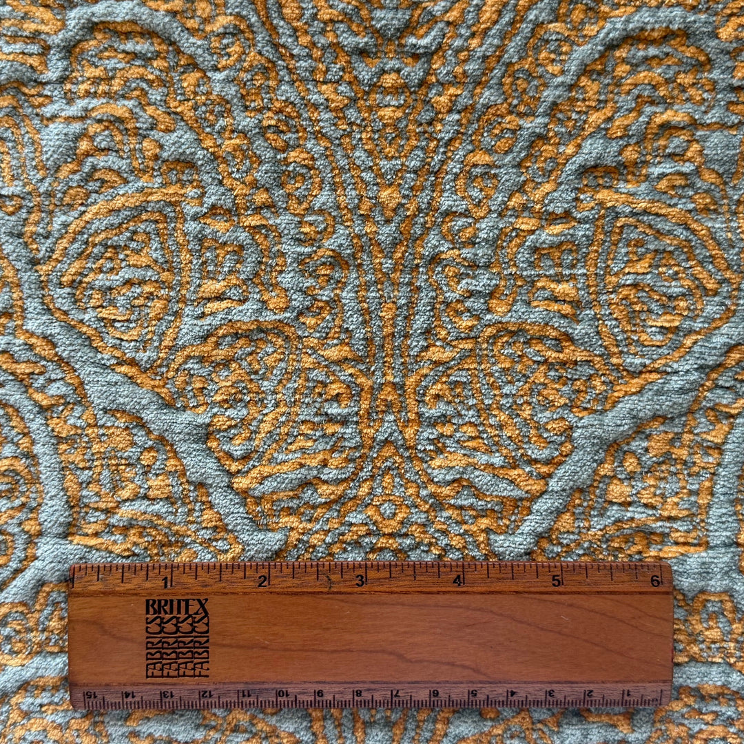 Heavy-Weight Apricot Paisley Kilim Rayon Blend Chenille (Made in Turkey)