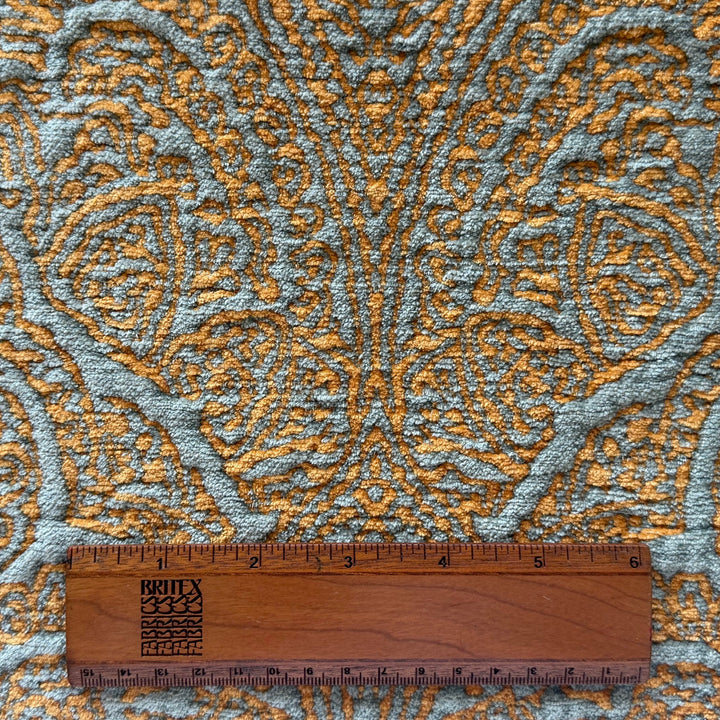 Heavy-Weight Apricot Paisley Kilim Rayon Blend Chenille (Made in Turkey)
