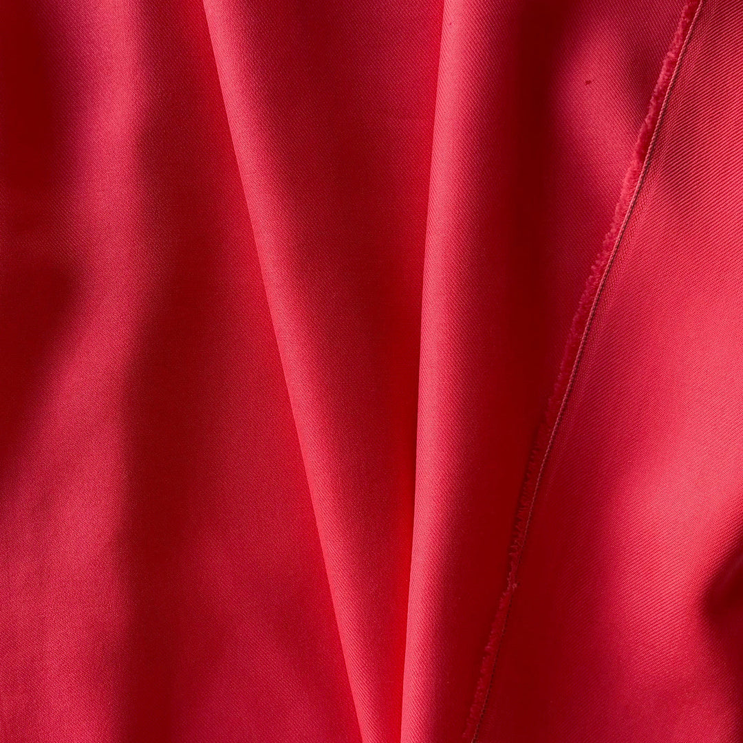 Vibrant Spicy Salmon Sueded Silk Twill