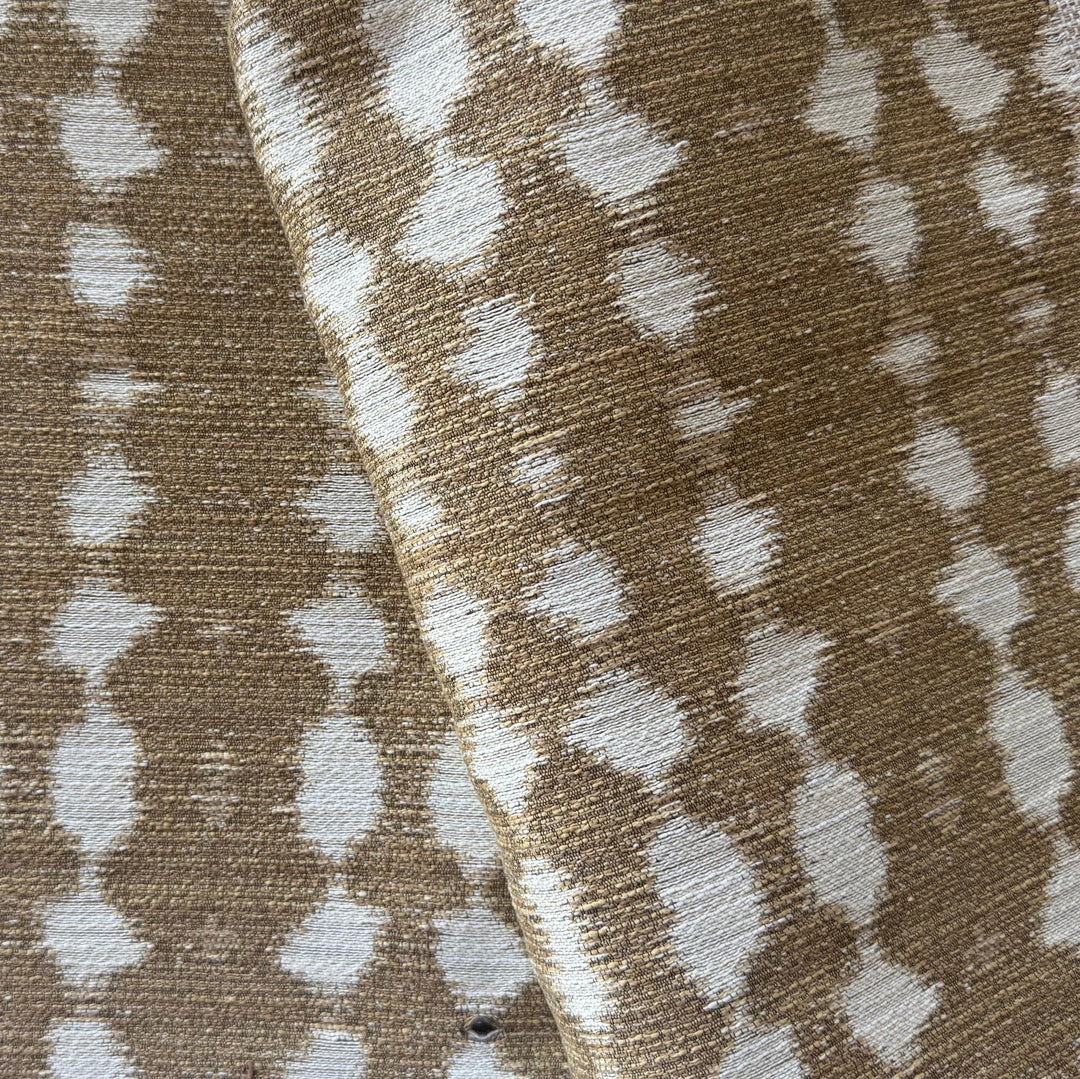 Mid-Weight Milk White Dots on Café au Lait Polyester (Made in USA)