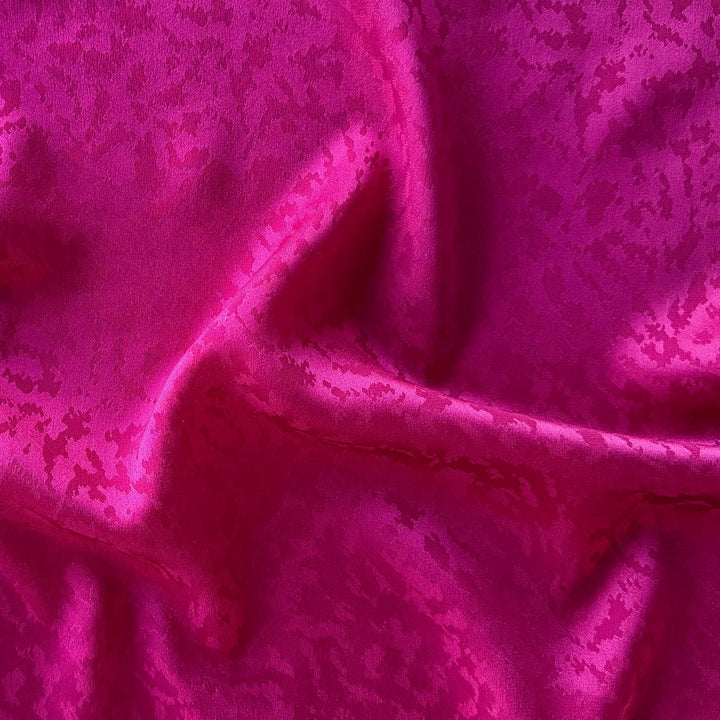 Magenta Flame Abstracted Silk Jacquard Charmeuse (Made in France)